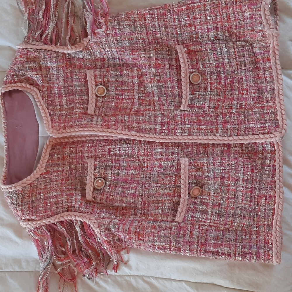 Chanelish Tweed Vest. Small/4/6 Linton Fabric.